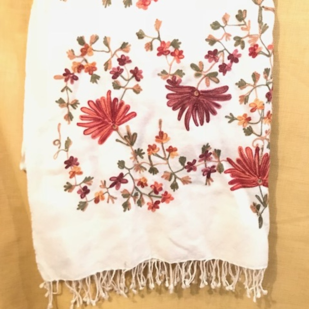 Wool embroidered scarf